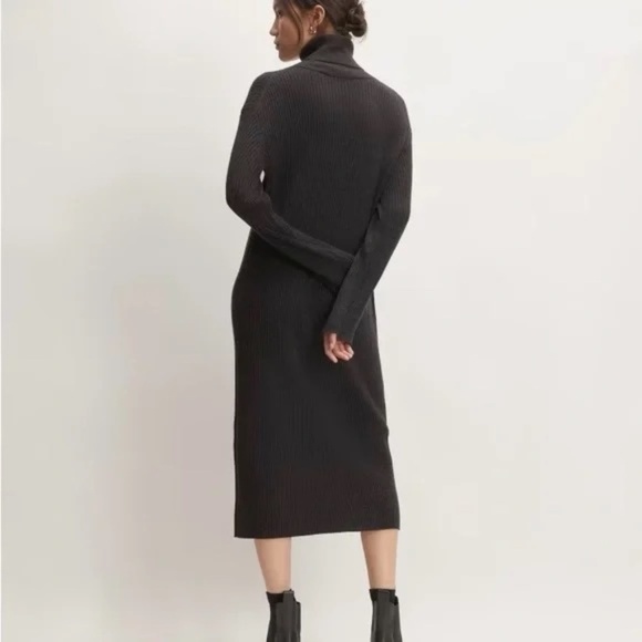 EVERLANE Wool Blend Ribbed Midi Dress Turtleneck Minimalist Preppy XX-Small XXS - Picture 9 of 16